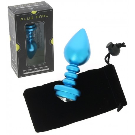Plug anal strié en aluminium bleu - Rosebud