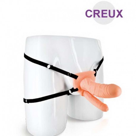 Double gode ceinture creux unisexe