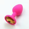 Rosebud en silicone rose avec strass jaune