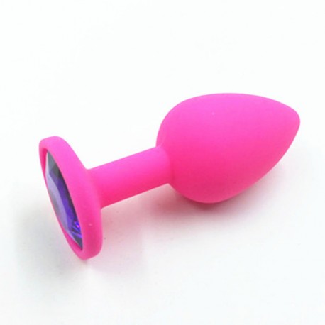 Rosebud en silicone rose avec strass bleu
