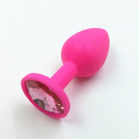 Rosebud en silicone rose avec strass rose