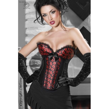 Corset noir avec motif lèvres rouges
