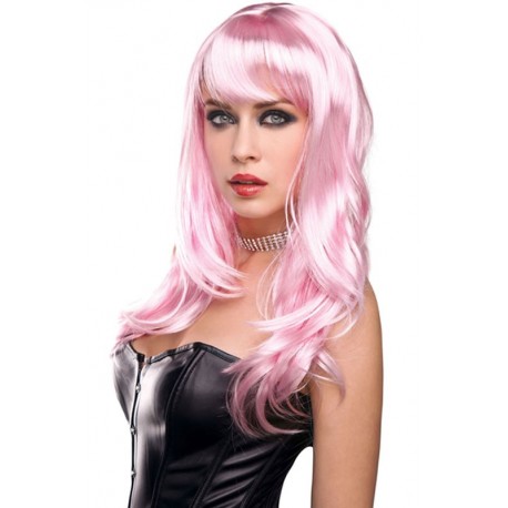 Perruque rose cheveux longs